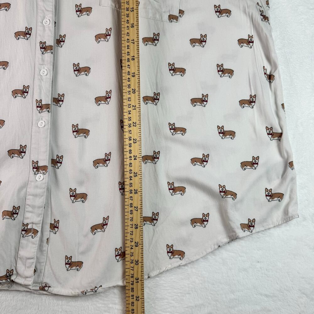 Torrid Corgi Dog Print Button Front Blouse Womens Size 5 Plus Size Dog MomTop - Picture 7 of 11